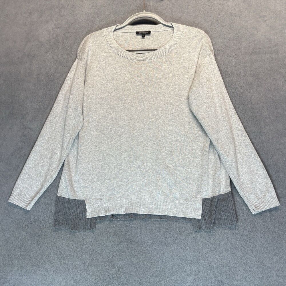 Lafayette 148 New York Size Medium Sweater Gray‎ Modal Cotton Merino Wool